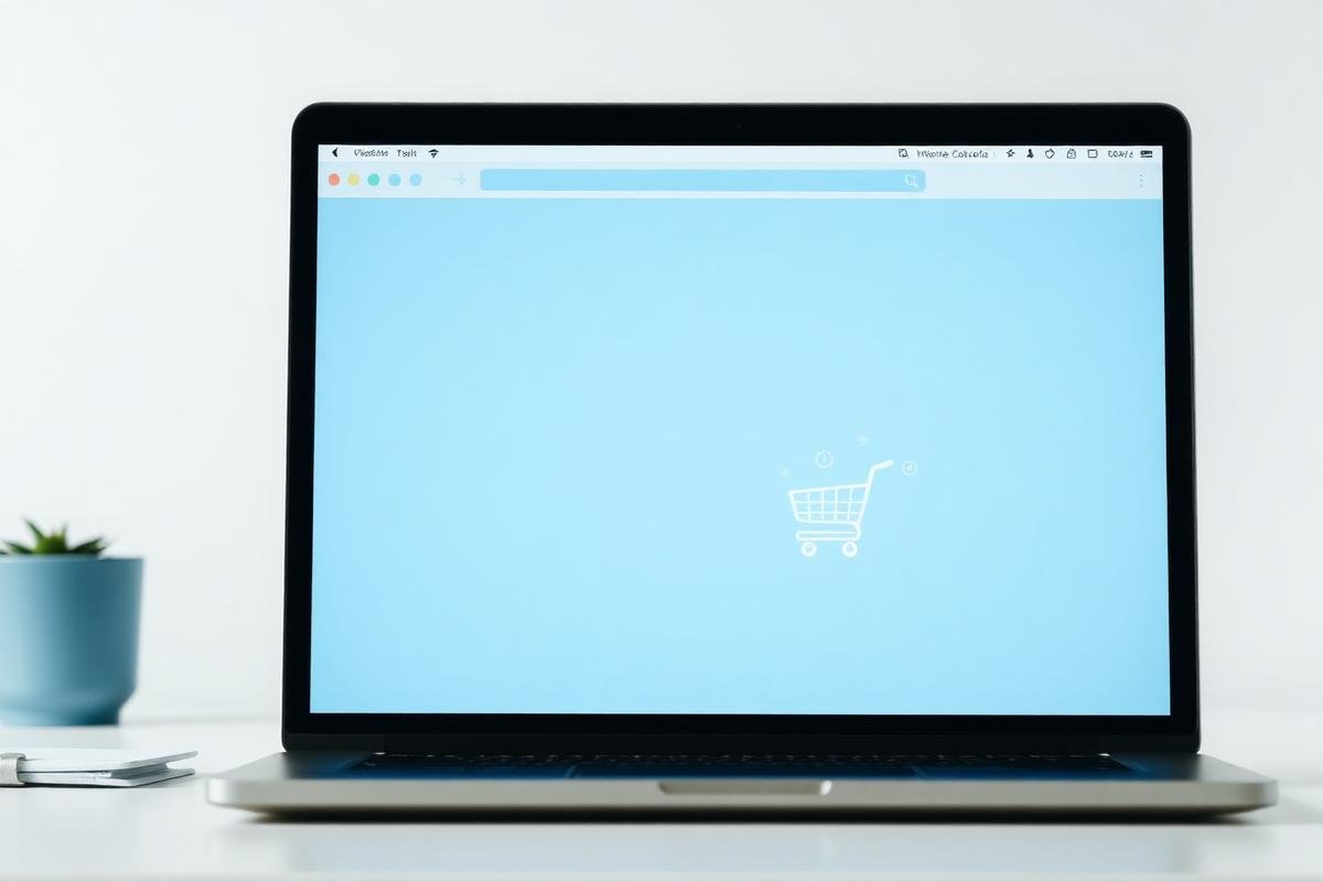 Online store checkout on a laptop